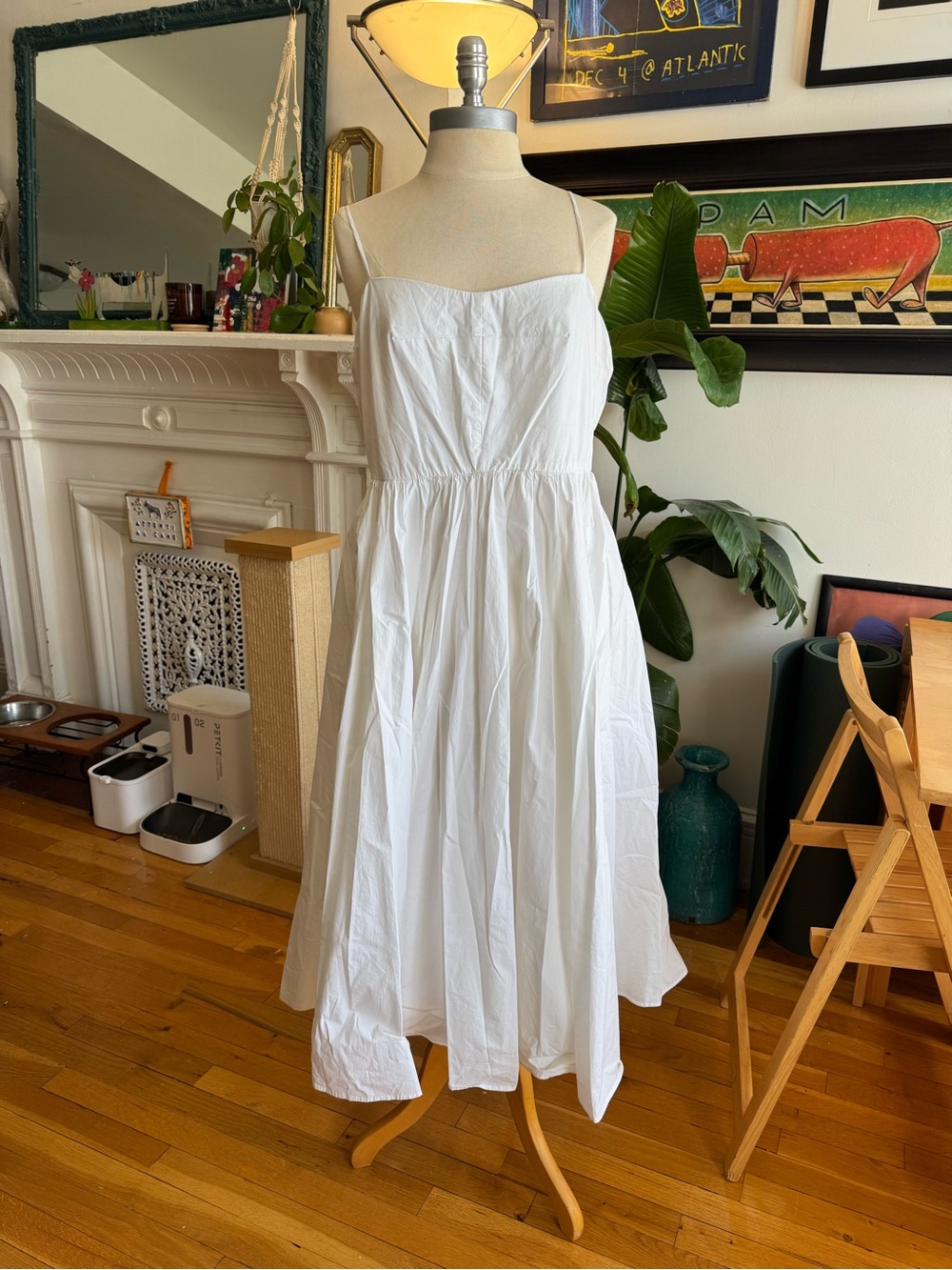 J. Crew White Midi Sundress with Spaghetti Straps